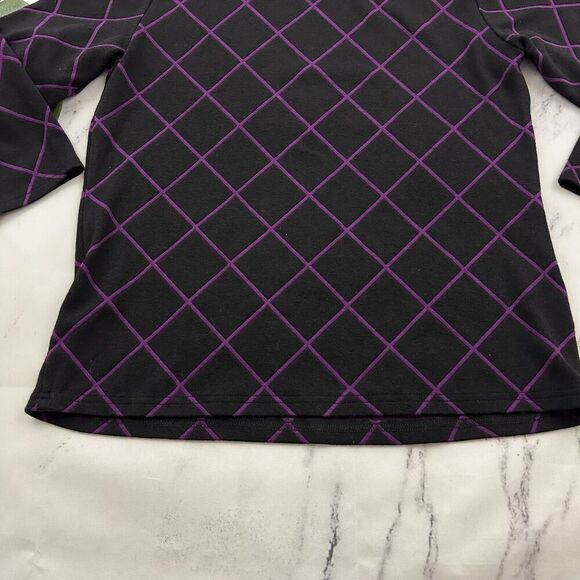 Cut Loose Womens Knit Top Size XS Black Purple Window Pane Plaid 3/4 Sleeve - Picture 12 of 12